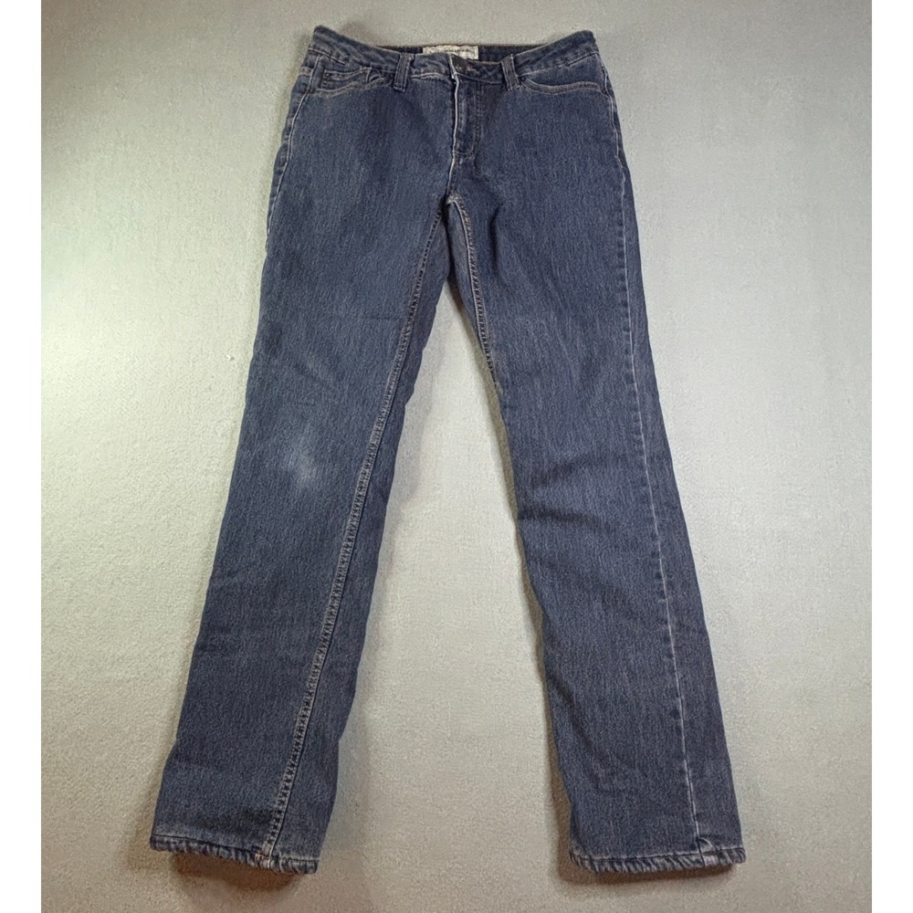 Bit & Bridle Fleece Lined Straight Leg Jeans Womens 4 Blue Denim Y2K Gorpcore